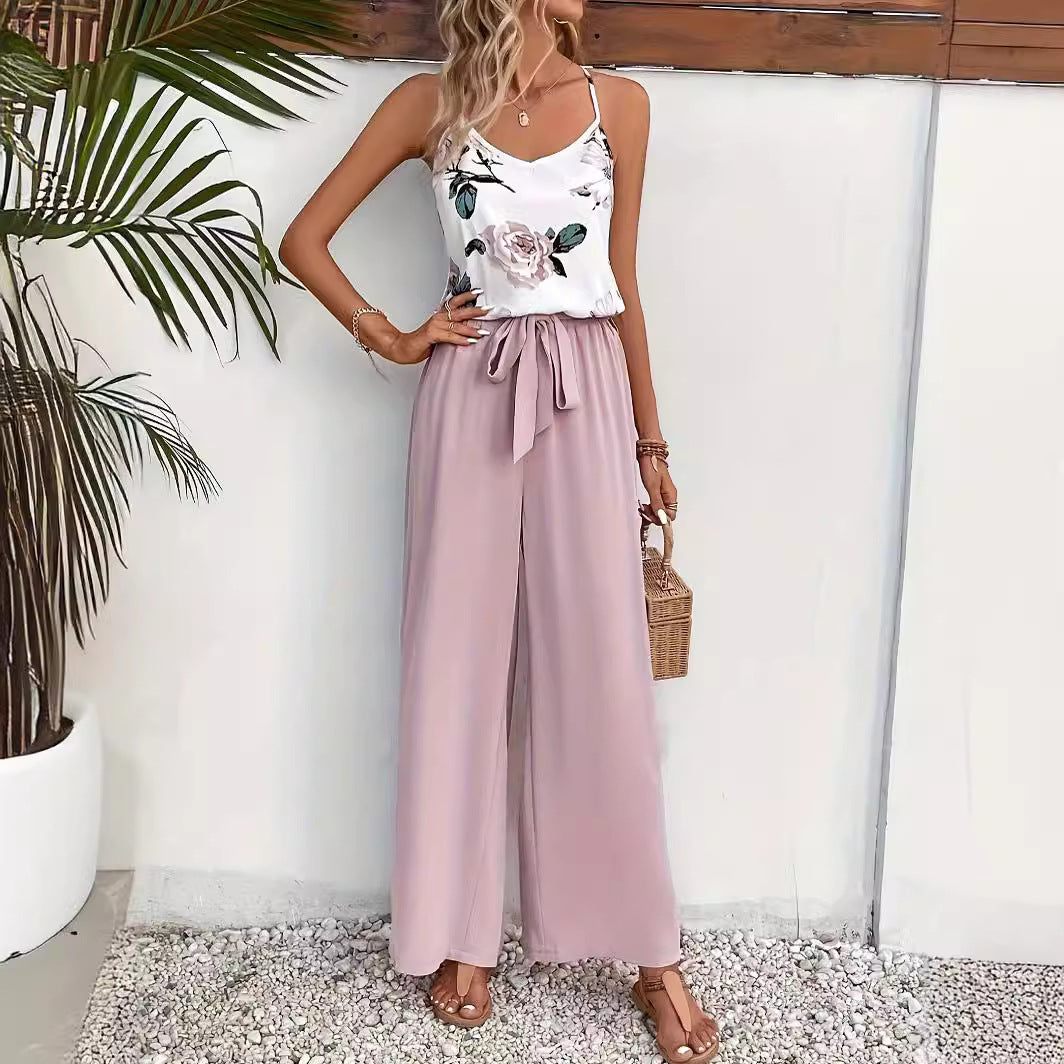ÉLODIE – Ensemble fleuri femme à bretelles imprimé floral & allure française