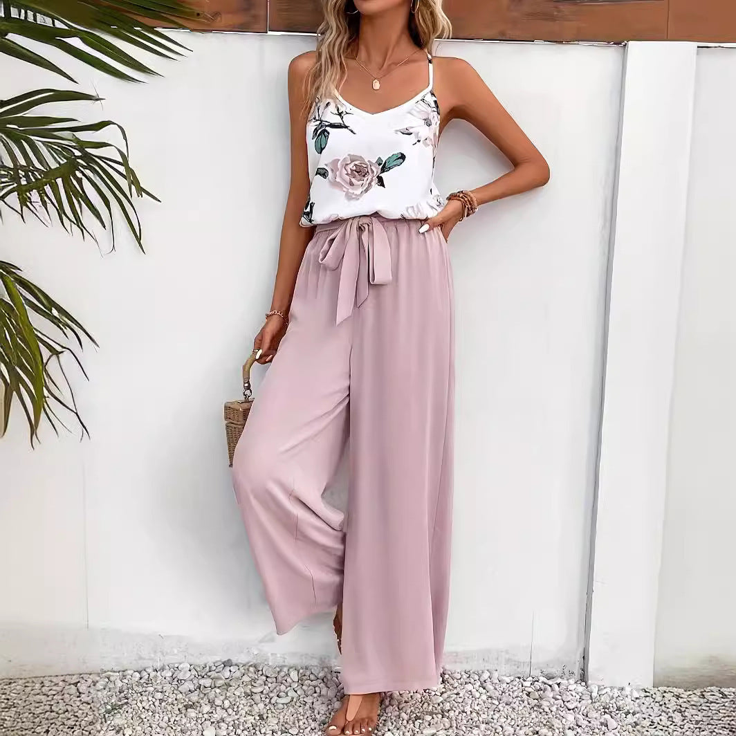 ÉLODIE – Ensemble fleuri femme à bretelles imprimé floral & allure française