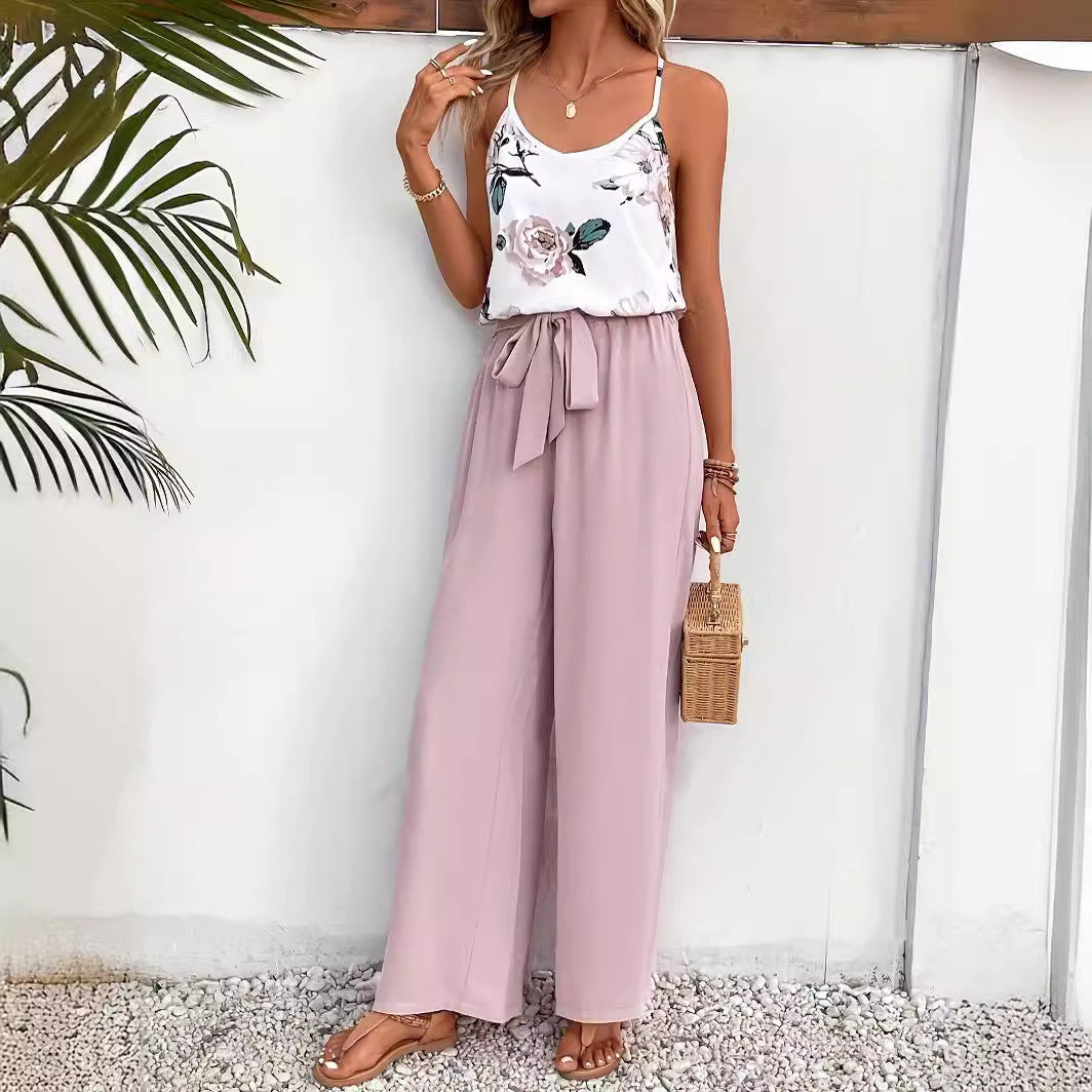 ÉLODIE – Ensemble fleuri femme à bretelles imprimé floral & allure française