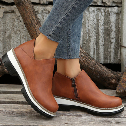 CASY - Bottines en Cuir Synthétique à Talon Bas | Vint Vogue
