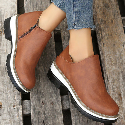 CASY - Bottines en cuir synthétique à talon bas