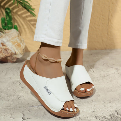 Maëlys – Sandales compensées d'été à bout ouvert style romain pour femme