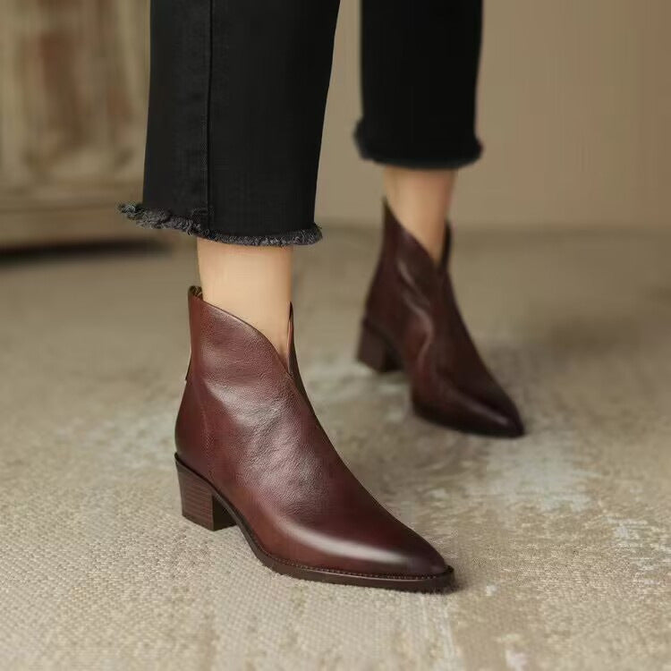 MAISON LORÉ™ | Bottines en cuir à talon bas
