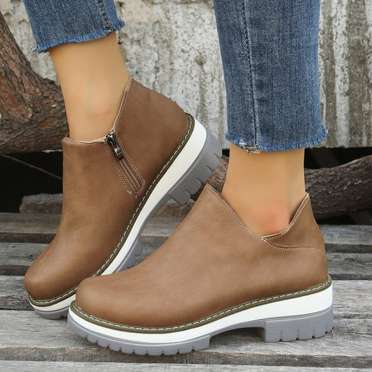 CASY - Bottines en Cuir Synthétique à Talon Bas | Vint Vogue

