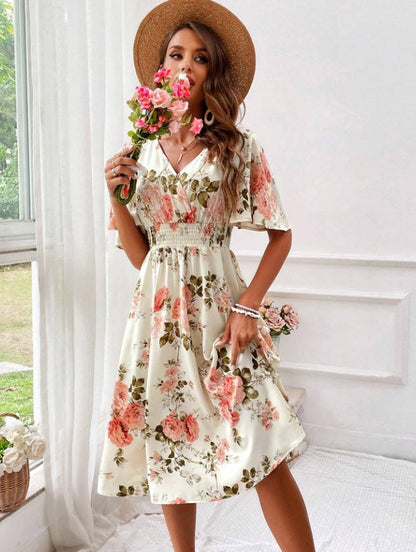 ÉLODIE – Robe à imprimé floral pour femme avec taille cintrée élégante