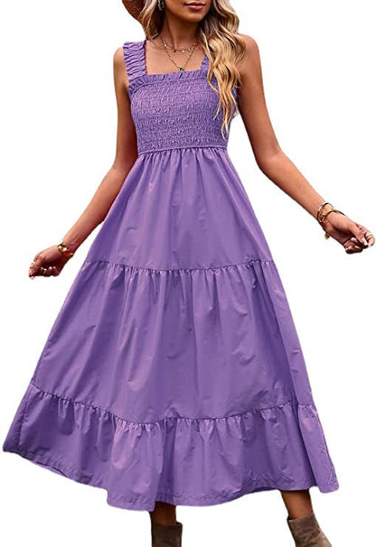 ALICIA – Robe longue d'été bohème décontractée à bretelles fines pour femme