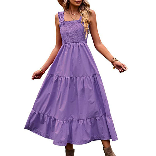 ALICIA – Robe longue d'été bohème décontractée à bretelles fines pour femme