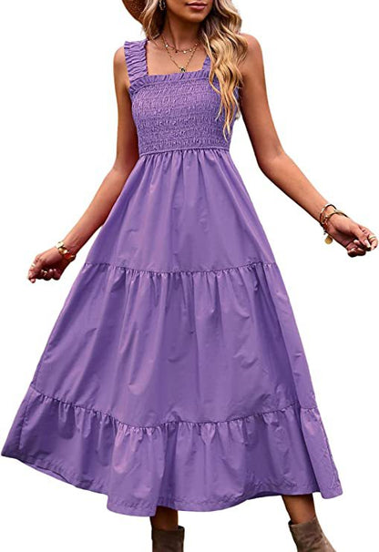ALICIA – Robe longue d'été bohème décontractée à bretelles fines pour femme