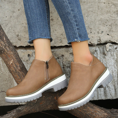 CASY - Bottines en cuir synthétique à talon bas